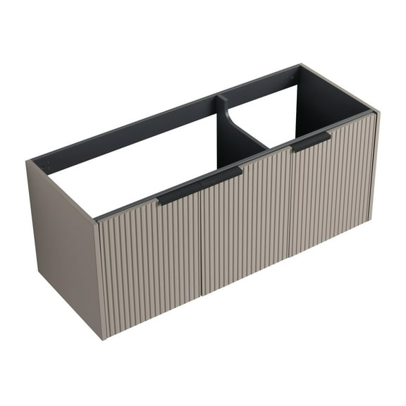 48 Inch Wall Mounted Bathroom Vanity with Three Soft-Close Doors, KD Packing for Simple Assembly, Sink Not Included, Space-Saving Storage Solution