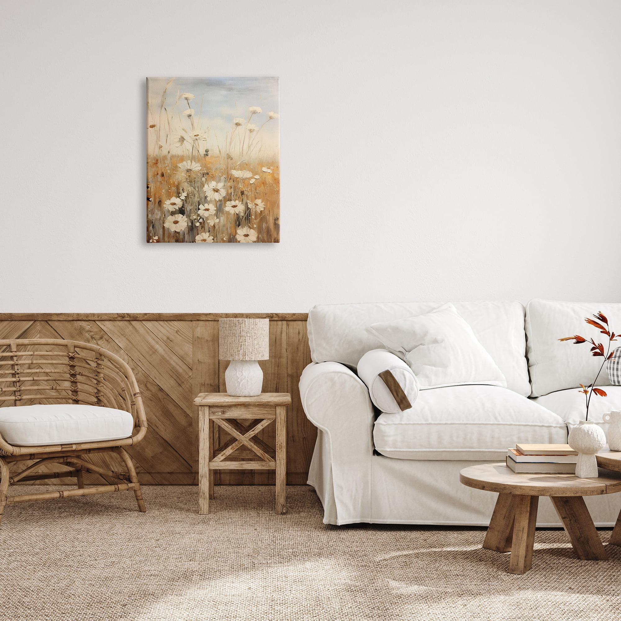 Stupell Industries Daisy Meadow Painting Botanical & Floral Painting Gallery Wrapped Canvas Art Print Wall Art, 24 x 30