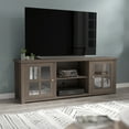 thumbnail image 3 of BizChair Classic Four Pane Glass Door TV Stand for up to 80" TVs - Dark Brown Wood Grain Finish - 65" Engineered Wood Frame - 3 Shelves, 3 of 14