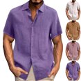 thumbnail image 5 of Men's Linen Shirts Short Sleeve Casual Shirts Button Down Shirt for Men Beach Summer Wedding Shirt, 5 of 5