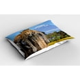 thumbnail image 2 of Ambesonne Wildlife Pillow Sham 2 Pack, Leopard on a Tree, 26"x20", Tan Blue, 2 of 3