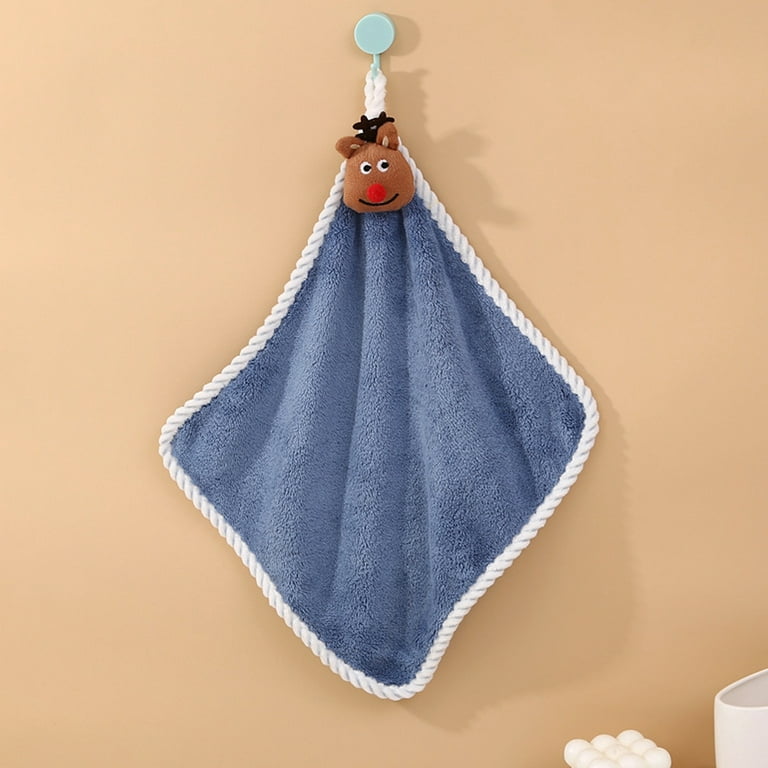 Christmas Hand Towels Soft Cute Xmas Hand Towels for Bathroom Kitchen Quick Dry Hanging Face Towel for Kids Super Absorbent Washcloth, Size: Blue-1PCS
