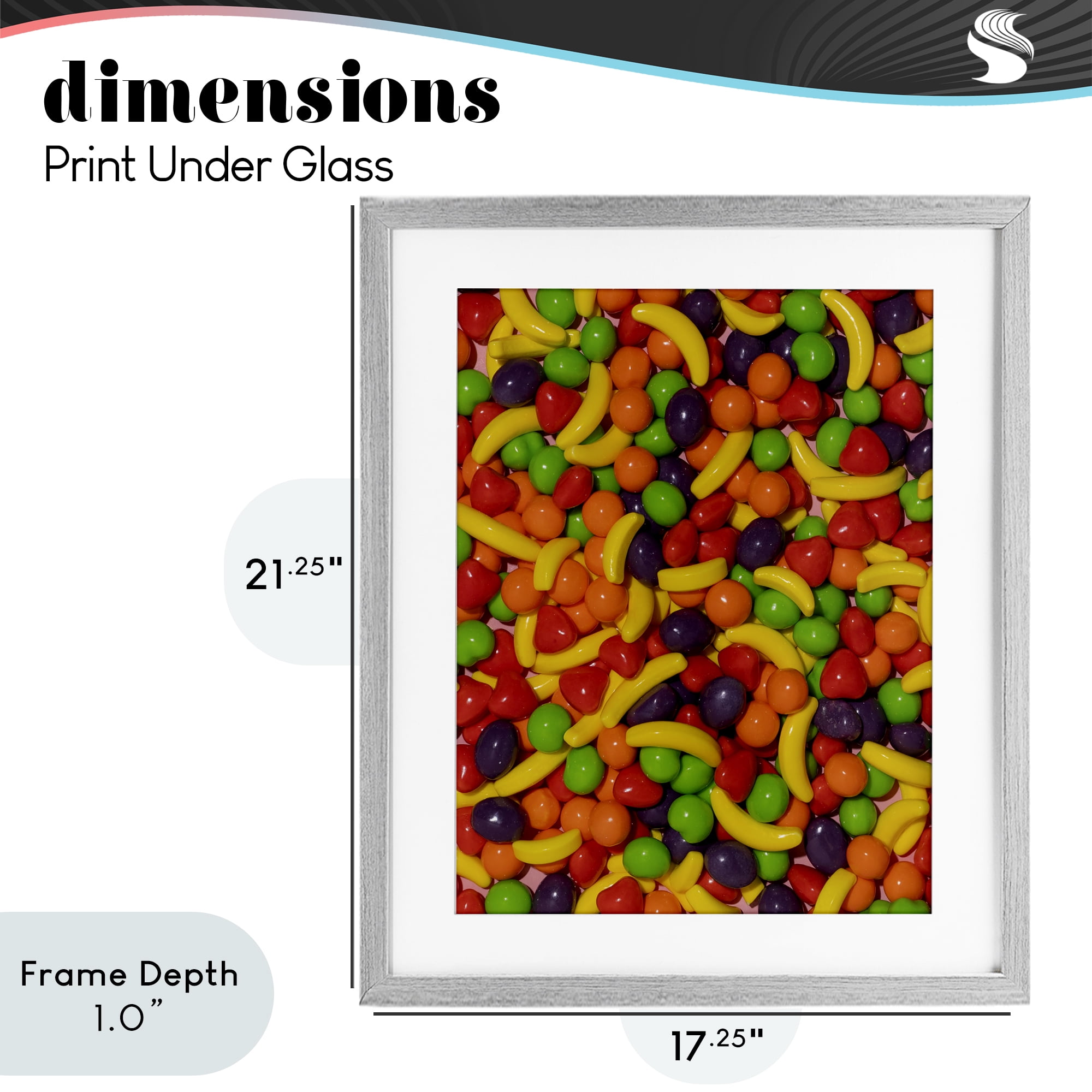 Stupell Industries Retro Assorted Fruit Candy Gray Framed Print Under Glass, design by LISH Creative