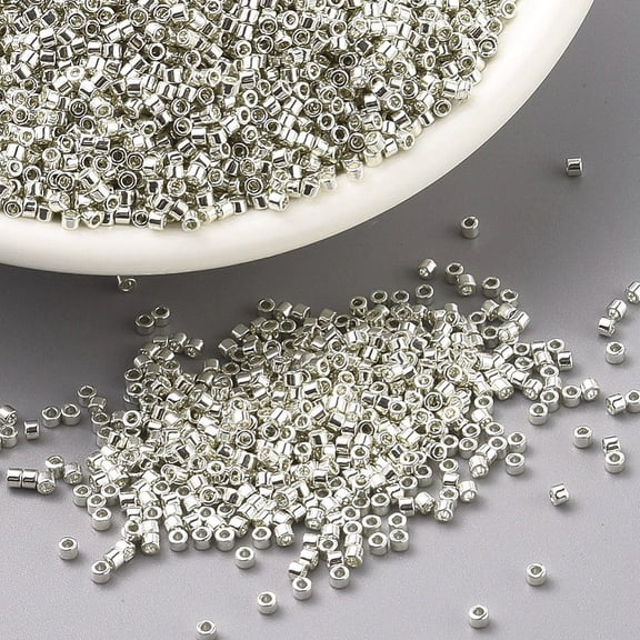 MIYUKI Delica Beads Cylinder Japanese Seed Beads 11/0 (DB0035) Galvanized Silver 1.3x1.6mm Hole: 0.8mm about 2000pcs/10g