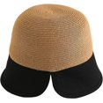 thumbnail image 2 of CoCopeaunts Straw Bucket Hat for Women Big Brim Two-Colors Ponytail Sun Cap for Sun Protection Beach Female Travel Basin Hat, 2 of 8
