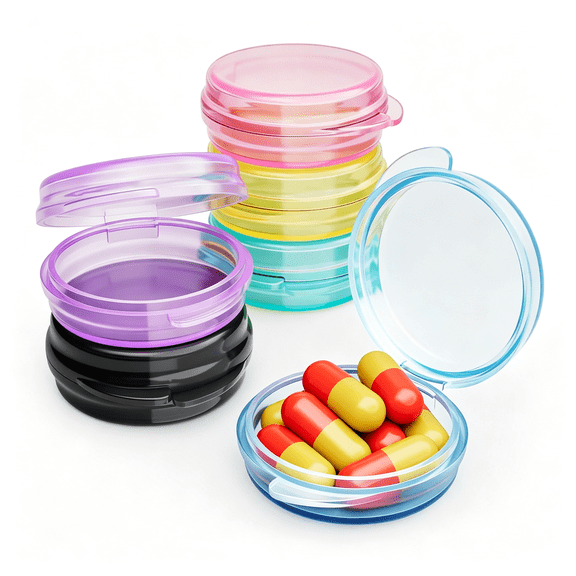 DUPAI Small Pill Case,6Pcs Pill Box for Purse Travel Pill Container Portable Daily Medicine Pill Organizer Travel Pill Case for Medication Fish Oil Vitamin Supplement