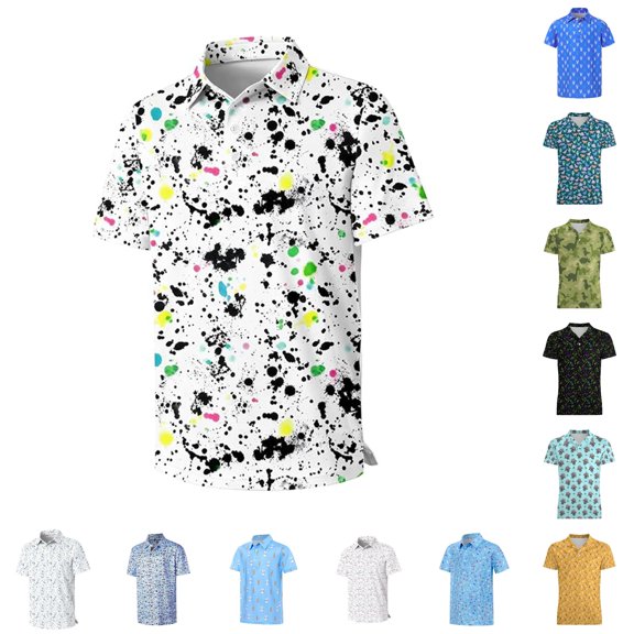 LIIPEE Boys Polo Shirts Summer Casual Fashion Graphic Short Sleeve Tennis Collar Polos Kids Cute Comfortable Breathable Versatile Everyday Tops,7-8 Years