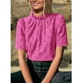 thumbnail image 5 of PRETTYGARDEN Summer Tops for Women Trendy Short Sleeve Eyelet Embroidered Dressy Casual Blouse Shirts, 5 of 8