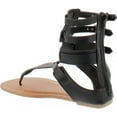 thumbnail image 3 of Wild Diva TANAYA-540 Women's T-strap Buckle Gladiator Back Zip Flat Thong Sandal, Black, 7.5, 3 of 4