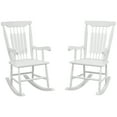 thumbnail image 2 of Outsunny 350 lbs Outdoor Wood Rocking Chairs Set of 2 with High Back White, 2 of 9