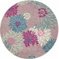 thumbnail image 1 of homeroots home decor 385424 4’ Round Gray and Pink Tropical Flower Area Rug, 1 of 1