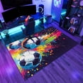 thumbnail image 3 of Sports Theme Area Rugs, Colorful Football Graffiti Carpet, Washable Non Slip Low Pile Soft Rug for Living Room Bedroom Entry Decor Mat 5ftx7ft, 3 of 8
