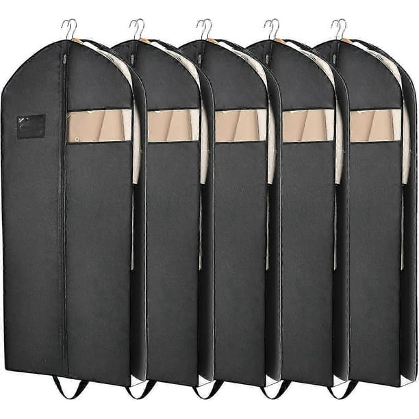 60" Garment Bags for Travel, 5 Pack Garment Bag for Dresses Long, Visible Design Dress Bags for Hanging Clothes, Storage Wedding Gowns, Dresses, Suits
