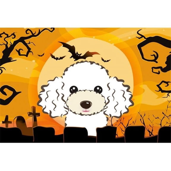 Halloween White Poodle Fabric Placemat