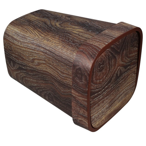 WEUVEB Farmhouse Style Brown Waste Basket Plastic Swing Lid Trash Bin for Bathroom