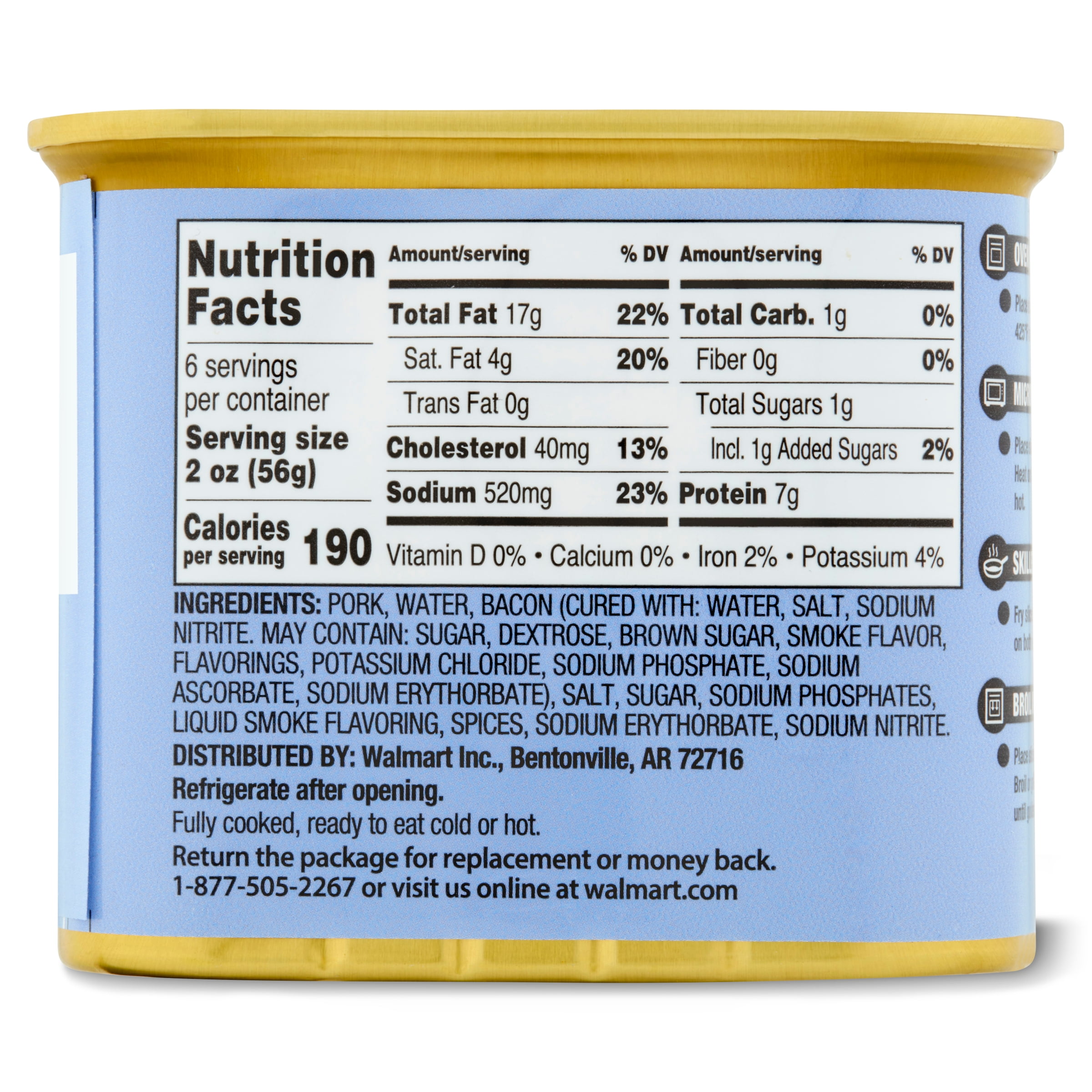Great Value Bacon Luncheon Meat, High Protein, 12 oz Aluminum Can