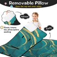 thumbnail image 3 of Green and Gold Marble Pattern Teens Toddler Nap Mat with Pillow, Sleeping Mat Bag for Preschool Daycare 60"x20", 3 of 4