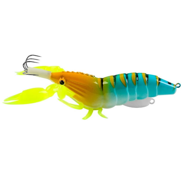 Señuelo de camarón suave Artificial con gancho señuelos de pulpo de camarón de madera de imitación azul