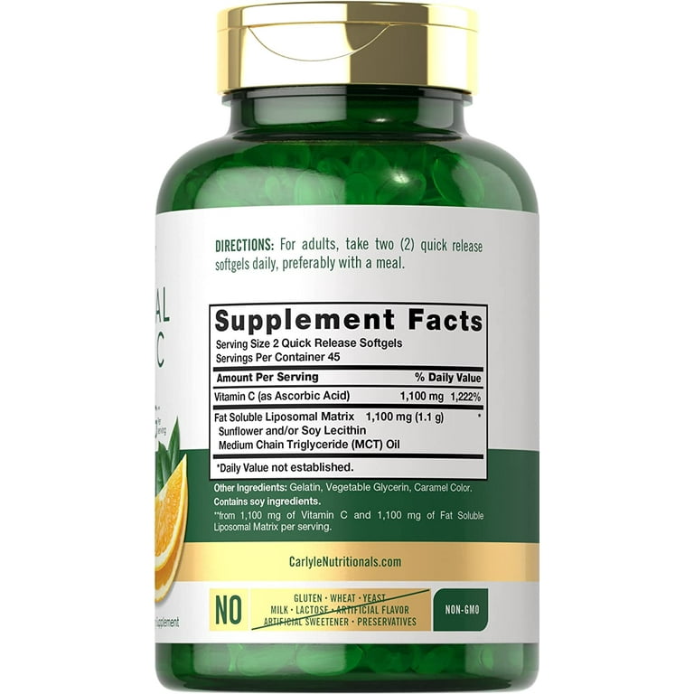 Carlyle, Liposomal Vitamin C Complex, 2200mg, 90 Softgels - Walmart.com