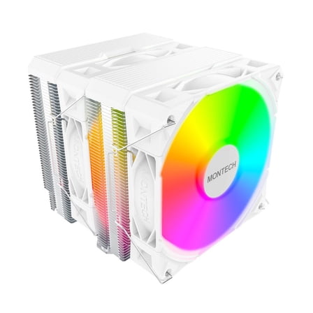 MONTECH NX600 ARGB Dual-Tower CPU Air Cooler with 6 Heatpipes & Premium Top Cover, White