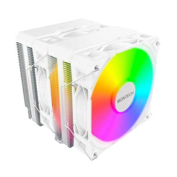 MONTECH NX600 ARGB Dual-Tower CPU Air Cooler with 6 Heatpipes & Premium Top Cover, White