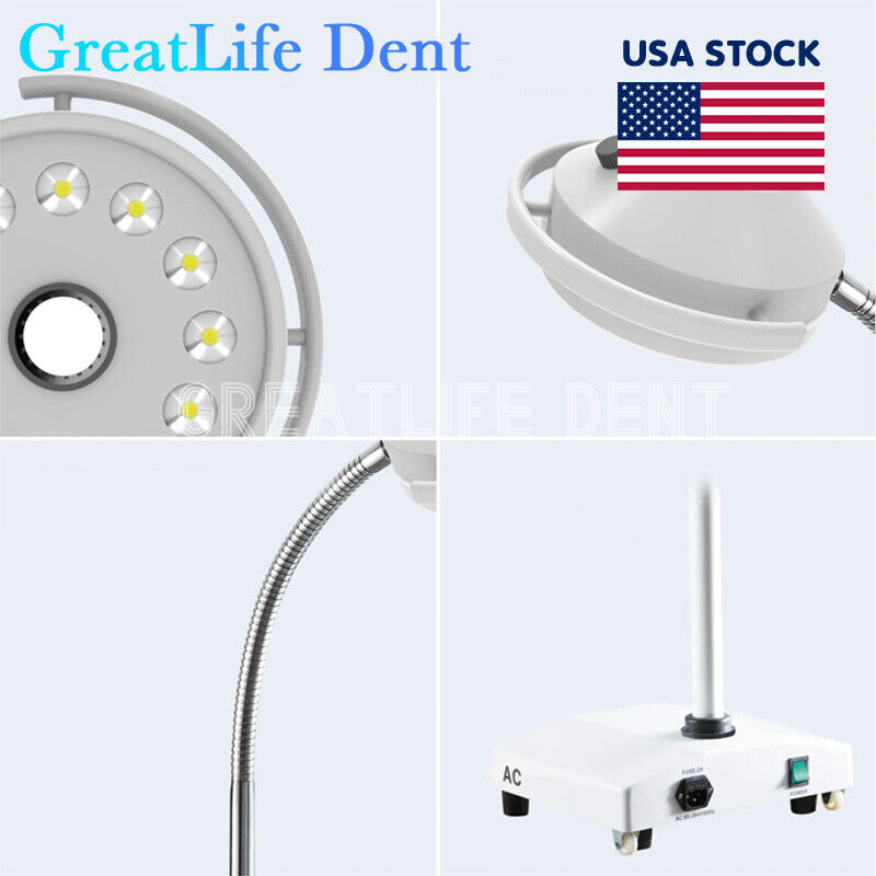 GreatLife Dent USA Stock 36W 12Led Mobile Examination Light Shadowless Surgical Medical Lamp Operating FDA