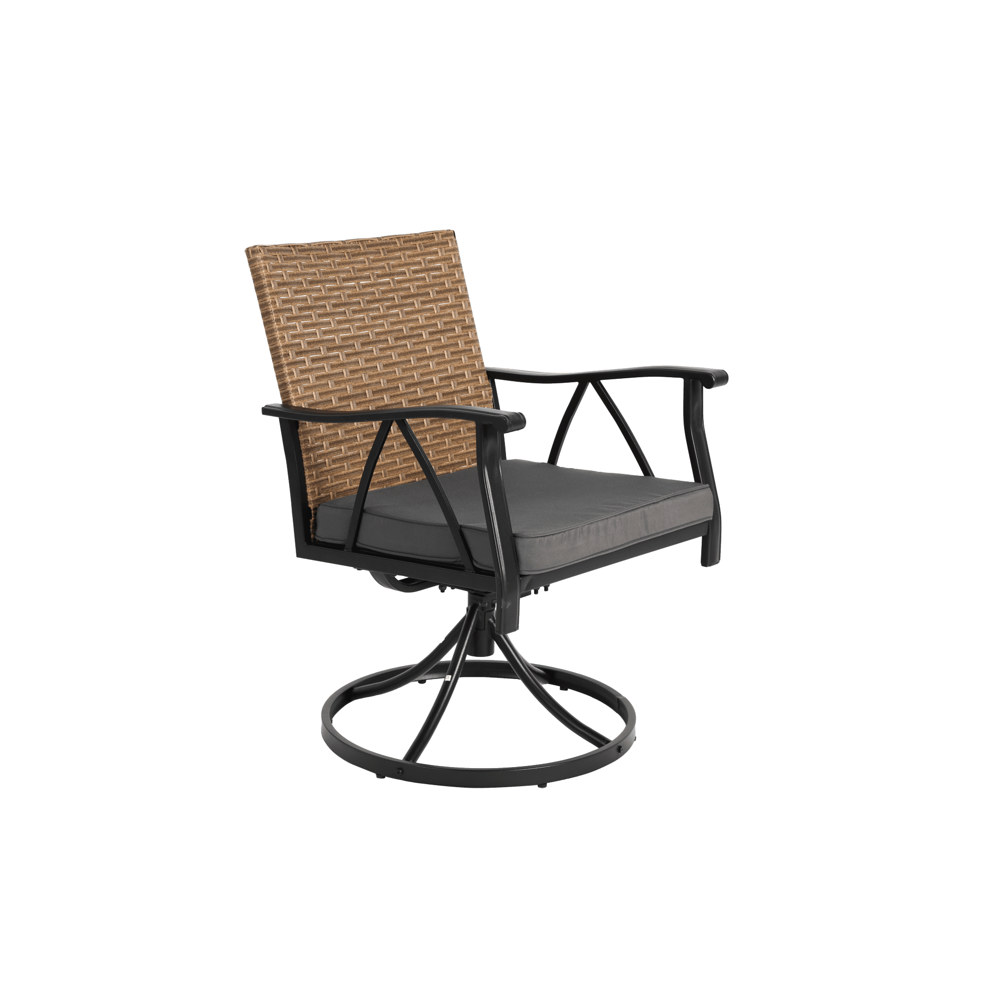Leumius 7 Pieces Outdoor Patio Dining Set,Outdoor Wicker Dining Table Set with 2 Swivel Rocker Chairs and 4 Rattan Chairs,Patio Furniture Set for Patio, Backyard, Balcony, Garden,Brown+Gray