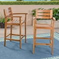 thumbnail image 3 of Brigitte Outdoor Acacia Wood Barstools, Set of 2, Teak, 3 of 5