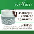 thumbnail image 2 of Planterist Cesta Organizadora Chica Tejida – Algodón Lavable, Plegable y Portable – Multiusos 19.5x17.5 cm con Agarradera de Piel para Almacenaje, Decoración y Ropa Sucia (Cocula), 2 of 9