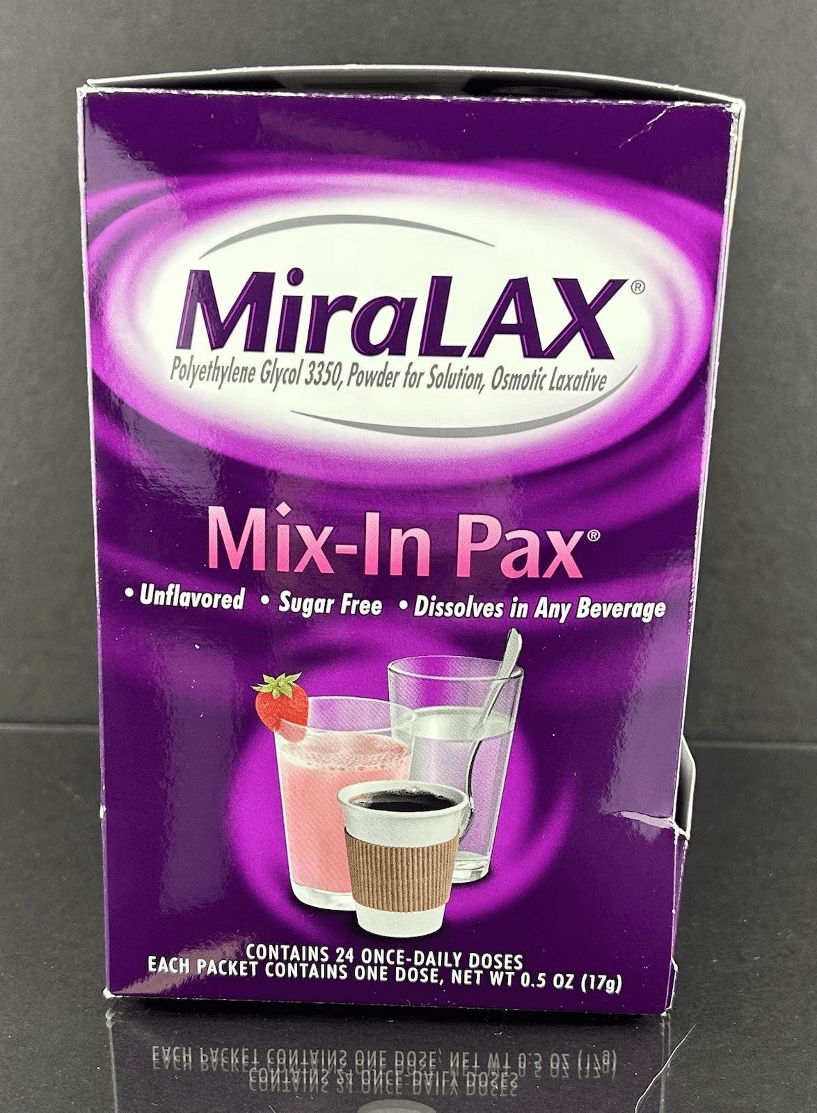 MiraLAX Laxative Powder ,17 Gram Strength Polyethylene Glycol, Box of 24 Packets