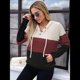 thumbnail image 5 of Sudadera de Lana Extragrande con Capucha y Colores Contrastantes para Mujer, de Punto, con Cuello en V, Informal, con Bolsillos y Rojo L, 5 of 9