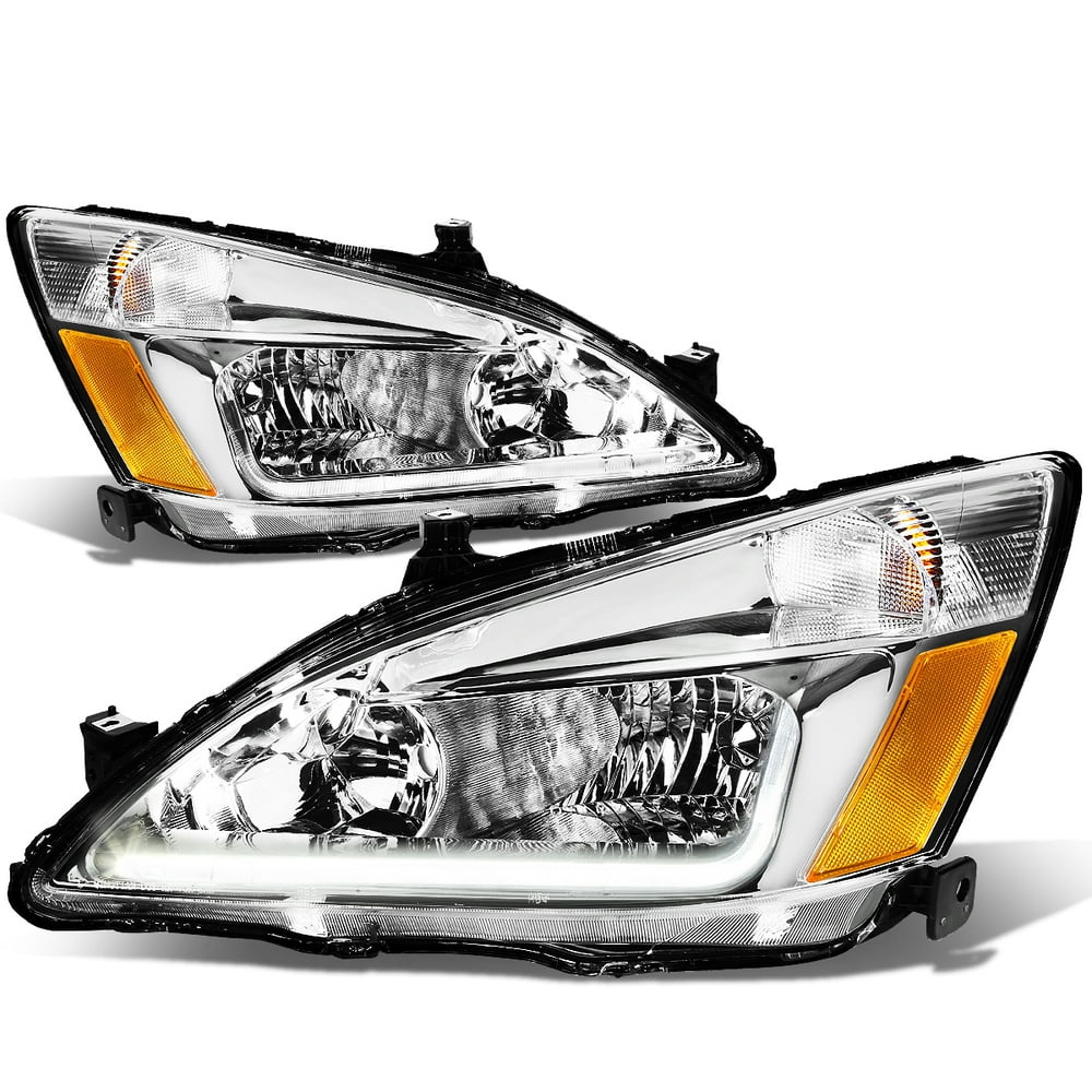 For 2003 to 2007 Honda Accord LED DRL Light Bar Headlight Chrome