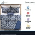 thumbnail image 5 of Mainstays Damask 5-Piece Blue Jacquard Comforter Set, Full/Queen, 5 of 15