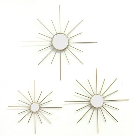 Double Gradient Gold Mirror - Stratton Home Decor Set of 3 Gold Mirror Burst Wall Decor