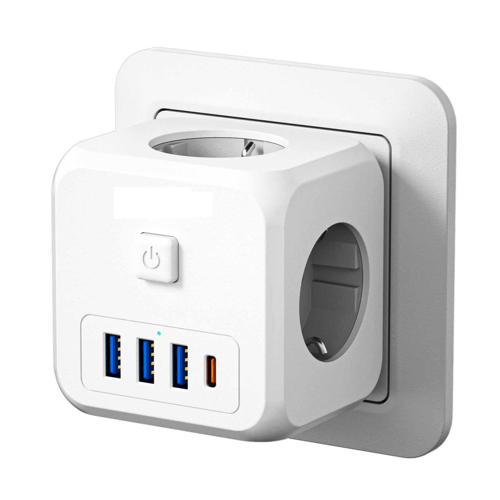 Power Strip With 3 AC Outlets +3 USB Charging Ports+ 1 Type C 5V 2.4A Adapter 7-in-1 Socket On/Off Switch