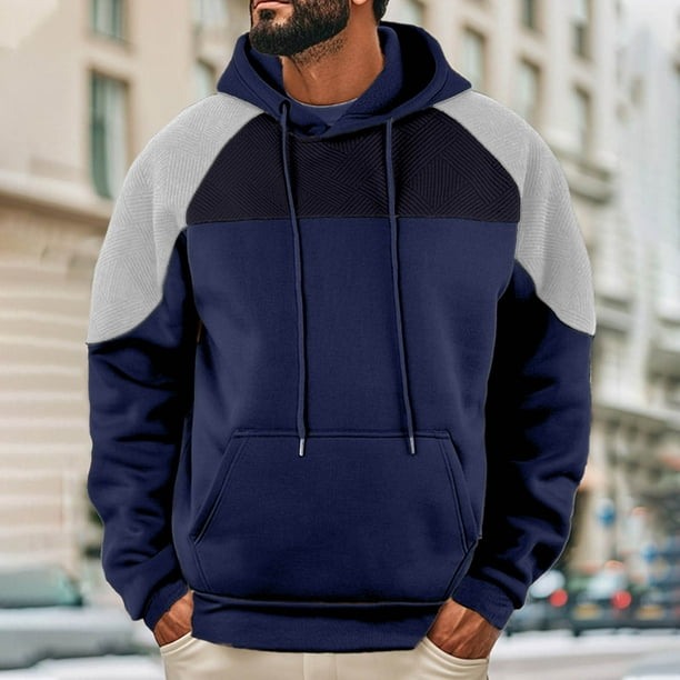 WILLBEST Sudaderas para Hombre Men'S Casual Loose Colorbl Ocked Hooded Sweatshirt Chica