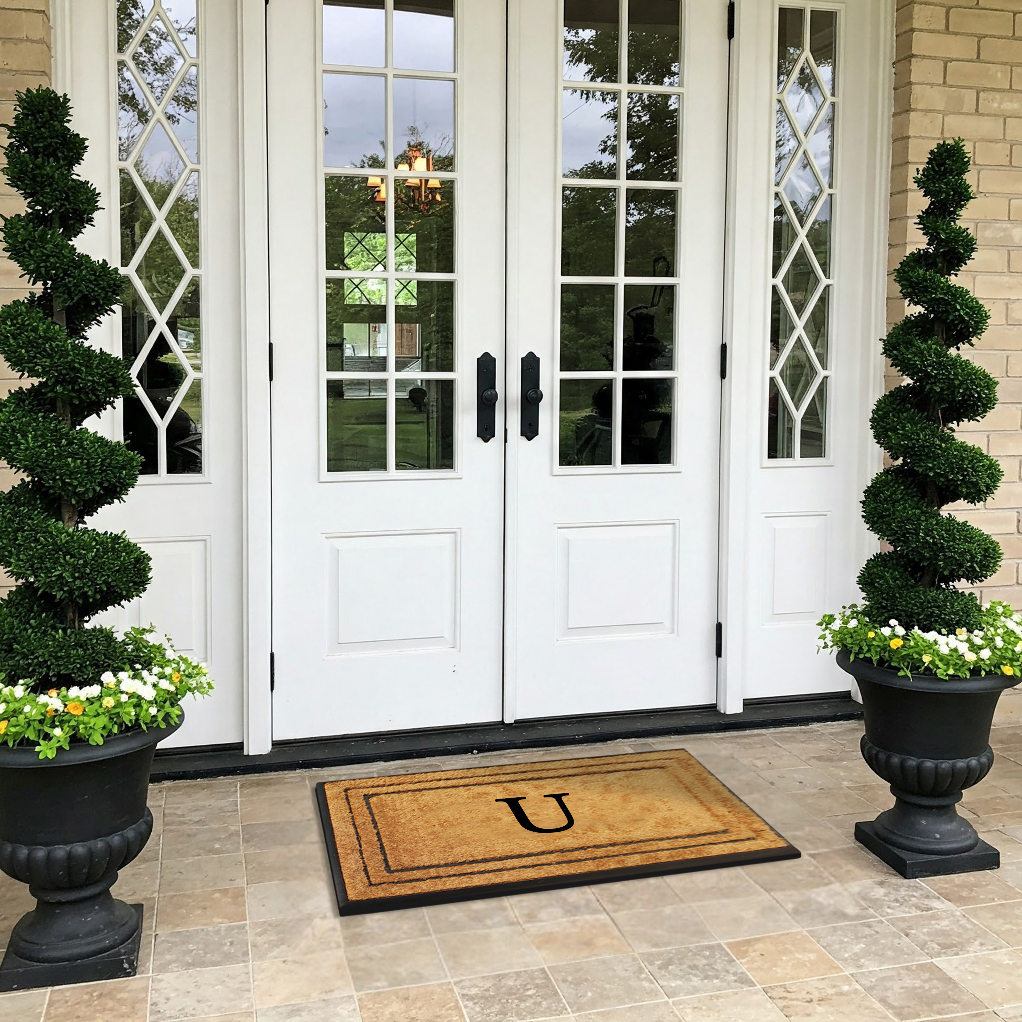 A1 Home Collections Natural Coir & Rubber Door Mat, Long-Lasting Entrance Doormats for Front Door, Thick & Non-Slip Durable Outdoor Entry Mat 24" x 39"