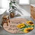 thumbnail image 3 of Yellow Sunflowers Round Area Rug 3.3Ft Washable Circle Rugs for Dining Room Table, Farmhouse Floral Rustic Leaves Brown Wood Non-Slip Carpet Floor Mats Indoor Outdoor Carpet Runner Home Decor, 3 of 8