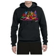 thumbnail image 2 of Wild Bobby, Colorful Rainbow Cat Animal Lover Unisex Graphic Hoodie Sweatshirt, Black, Small, 2 of 3