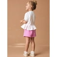 thumbnail image 4 of Emy Dola Toddler Girls 2-Piece Short Sleeve Outfits 100% Cotton Ruffle Hem T-shirt and Stripes Summer Shorts Set for 2-7 Years Kids, 4 of 4