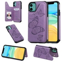 Dteck Case for iPhone 12 Pro Max 6.7-inch,Magnetic Butterfly Patterned Flip PU Leather Kicksatnd Card Holder Wallet Rubber Shockproof Case Back Phone Cover,Purple