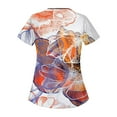thumbnail image 3 of LHVUOA Women Scrub Tops Floral Printed Diagonal Collar Short Sleeve T Shirts Soft Nurse Uniform Overalls with Pockets, 3 of 3