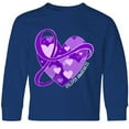 thumbnail image 3 of Inktastic Epilepsy Awareness Purple Ribbon Around Heart Long Sleeve Youth T-Shirt, 3 of 5
