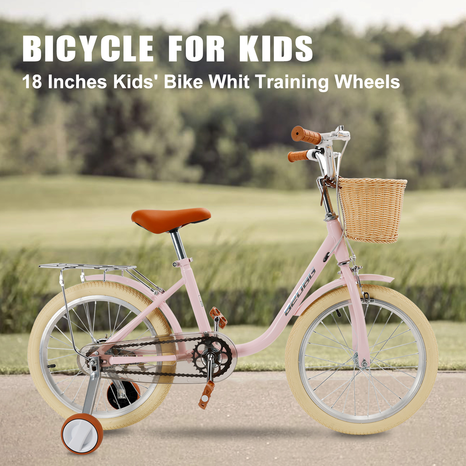 ARTUDATECH 18 Inch Kids Bike with Removable Training Wheels, Adjustable Seat, Steel Frame & Dual Brake, Kids Bicycle for 6-10 Years Old Toddler Girls Boys