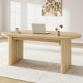 thumbnail image 1 of Oval 70.8 Inch Farmhouse Dining Table for 6-8 People, Double Pedestal Kitchen Table with Thick Wood Build, Modern Rustic Dinner Furniture for Home Apartment Reception Room, 1 of 7