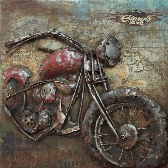 Empire Art Direct  Primo Mixed Media Hand Painted Iron Wall Sculpture - Motorcycle 2