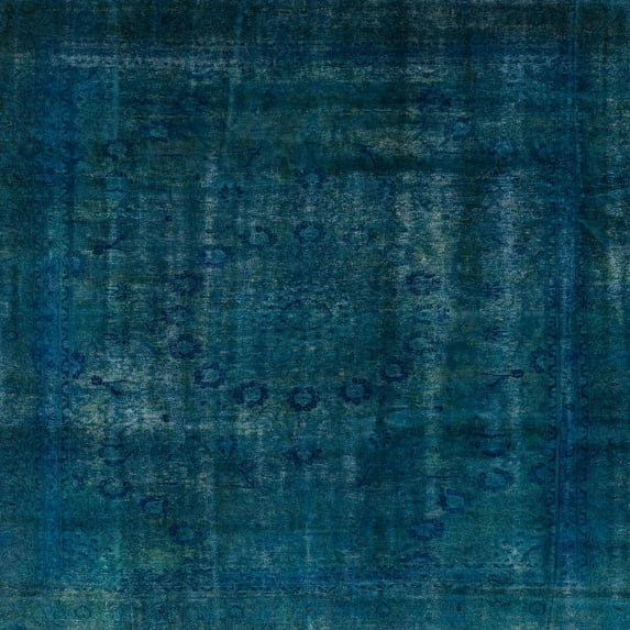 Ahgly Company Indoor Square Abstract Teal Green Persian Area Rugs, 8' Square