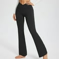 thumbnail image 5 of Yoga Pants with Pockets for Women Casual V Cross High Waist Butt Lifting Pants Wide Leg Flare Bootcut Leggings, 5 of 9