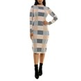 thumbnail image 3 of Nina Leonard mock neck long sleeve bodycon multi print sweater knit dress-GREY TAN MULTI / XL, 3 of 4
