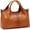 brown, variant on Women Top Handle Satchels Genuine Leather Handbags Large Capacity Work Tote Shoulder Crossbody Bags Sky Blue